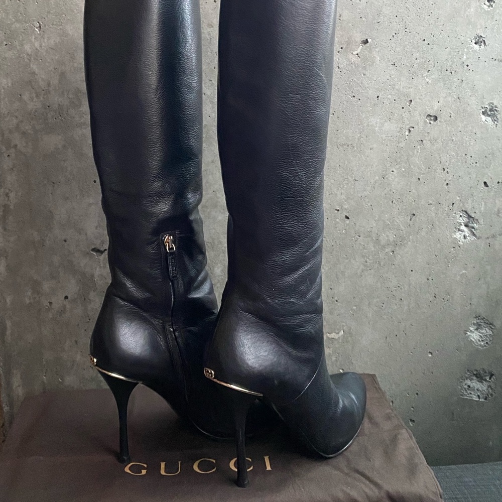 Gucci Darwin Nero Tall Leather Boots - Picture 2 of 10